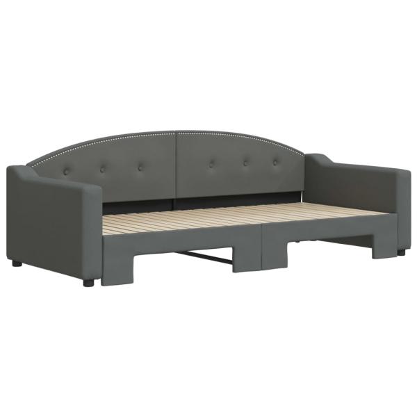 Tagesbett Ausziehbar Dunkelgrau 90x200 cm Stoff