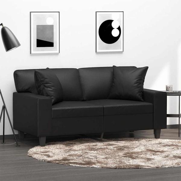 ARDEBO.de - 2-Sitzer-Sofa mit Zierkissen Schwarz 120 cm Kunstleder