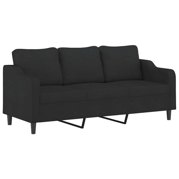4-tlg. Sofagarnitur mit Kissen Schwarz Stoff