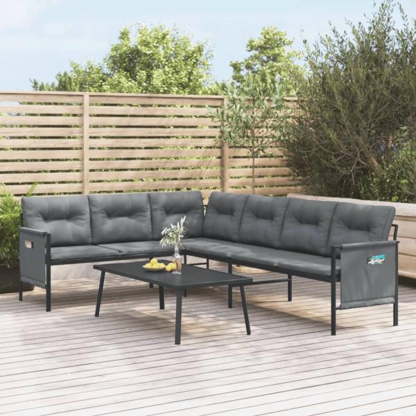 ARDEBO.de - 2-tlg. Garten-Lounge-Set Anthrazit Stahl