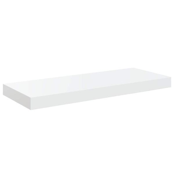 Schweberegale 2 Stk. Hochglanz-Weiß 60x23,5x3,8 cm MDF