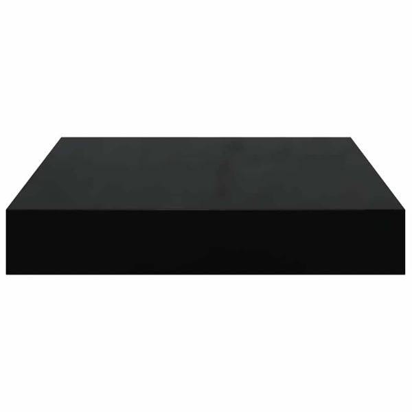 Schweberegale 2 Stk. Hochglanz-Schwarz 23x23,5x3,8 cm MDF