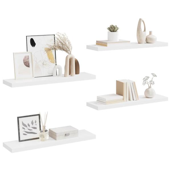 Schweberegale 4 Stk. Weiß 90x23,5x3,8 cm MDF