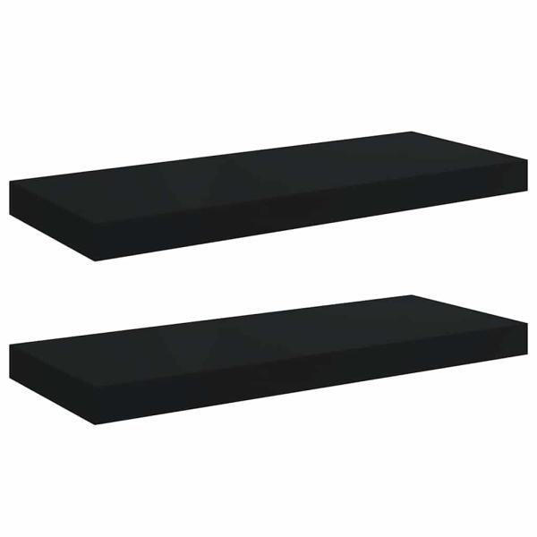 Schweberegale 2 Stk. Schwarz 60x23,5x3,8cm MDF