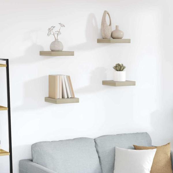 ARDEBO.de - Schwebende Wandregale 4 Stk. Eichefarben 23x23,5x3,8cm MDF