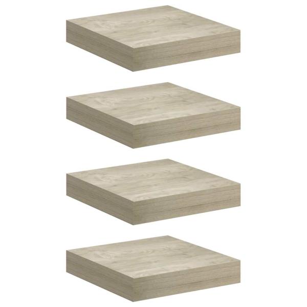 Schwebende Wandregale 4 Stk. Eichefarben 23x23,5x3,8cm MDF