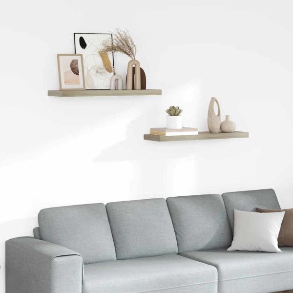 ARDEBO.de - Schweberegale 2 Stk. Eiche-Optik 80x23,5x3,8 cm MDF