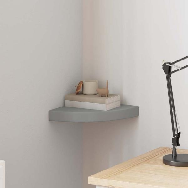 ARDEBO.de - Eck-Schweberegal Grau 25x25x3,8 cm MDF