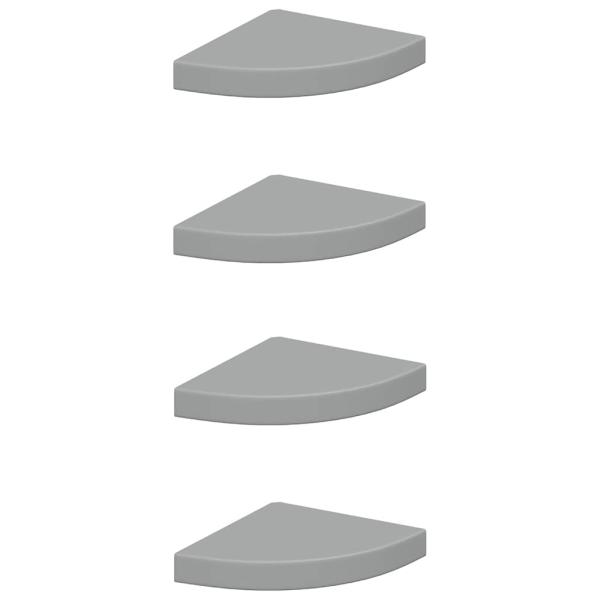 Eck-Schweberegale 4 Stk. Grau 25x25x3,8 cm MDF