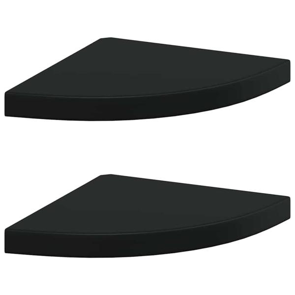 Eck-Schweberegale 2 Stk. Schwarz 35x35x3,8 cm MDF