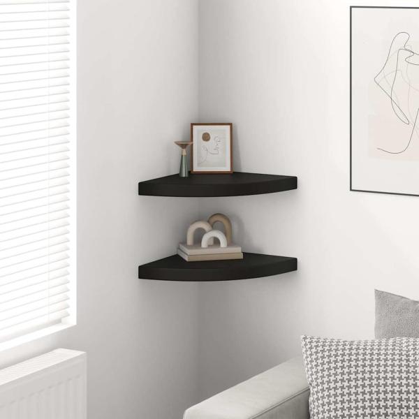 Eck-Schweberegale 2 Stk. Schwarz 35x35x3,8 cm MDF