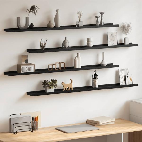 ARDEBO.de - Wandregale 4 Stk. Schwarz 115x9x3 cm