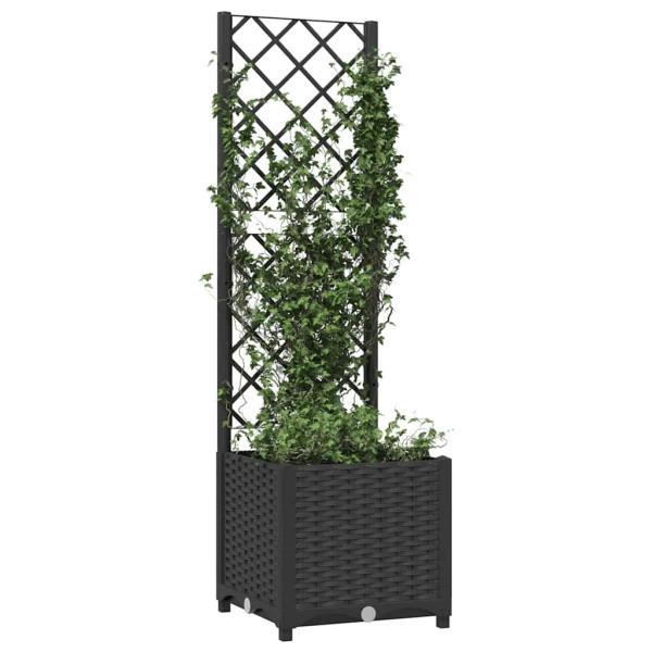 Garten-Pflanzgefäß mit Spalier Schwarz 40 x 40 x 136 cm PP