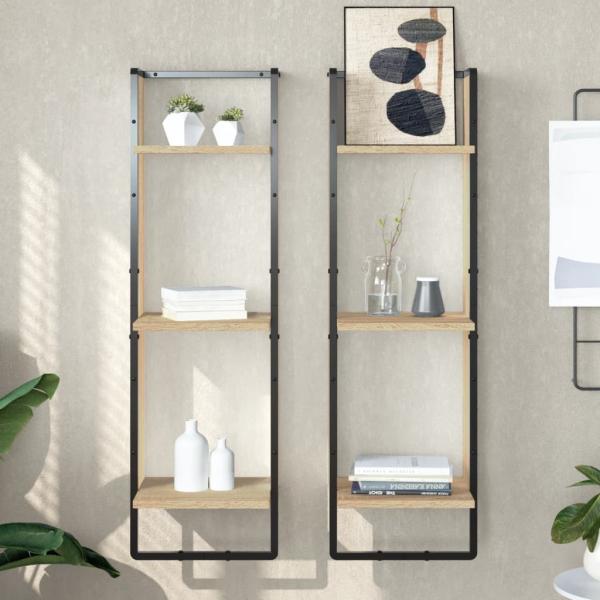 ARDEBO.de - Wandregal 3 Fächer Sonoma-Eiche 30x25x100 cm Holzwerkstoff