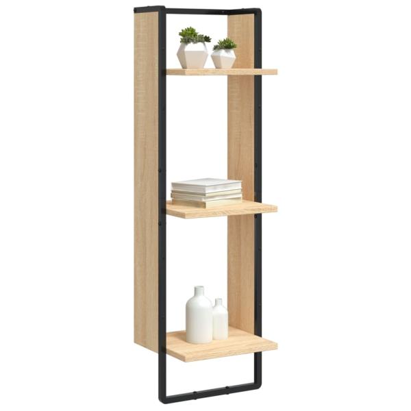 Wandregal 3 Fächer Sonoma-Eiche 30x25x100 cm Holzwerkstoff