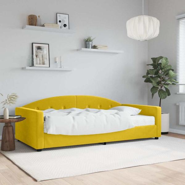 ARDEBO.de - Tagesbett mit Matratze Gelb 100x200 cm Samt