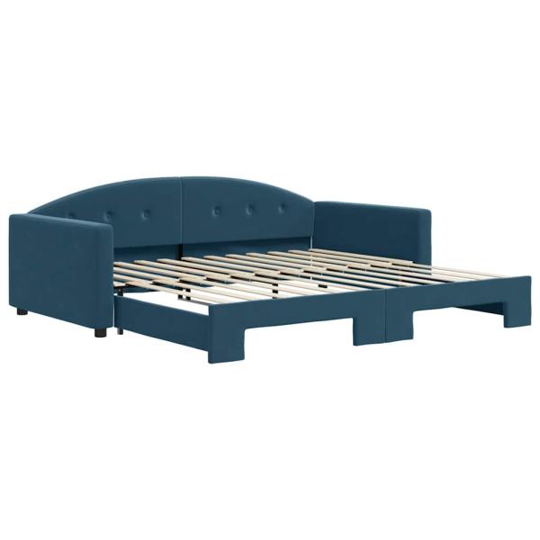 Tagesbett Ausziehbar Blau 100x200 cm Samt