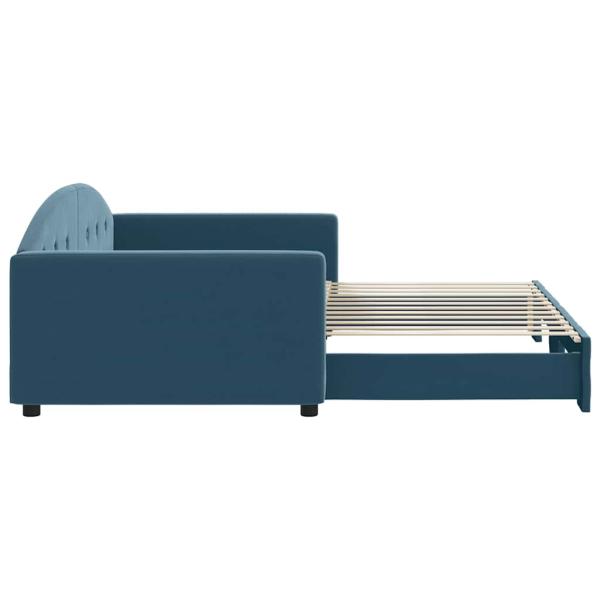 Tagesbett Ausziehbar Blau 100x200 cm Samt