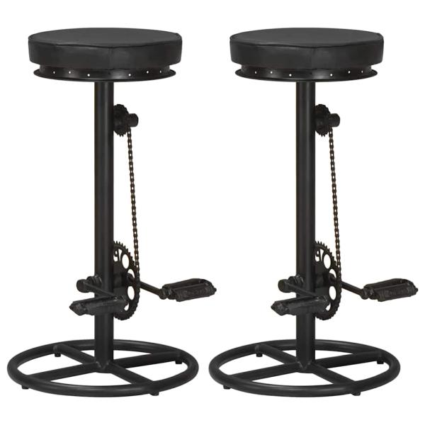 ARDEBO.de - Barhocker 2 Stk. Schwarz Echtes Ziegenleder