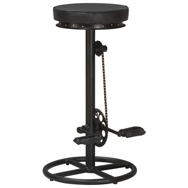 Barhocker 2 Stk. Schwarz Echtes Ziegenleder