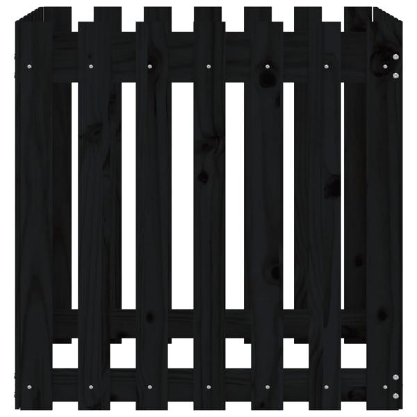 Pflanzkübel Lattenzaun-Design Schwarz 70x70x70 cm Kiefernholz