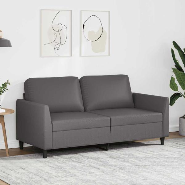 ARDEBO.de - 2-Sitzer-Sofa Grau 140 cm Kunstleder