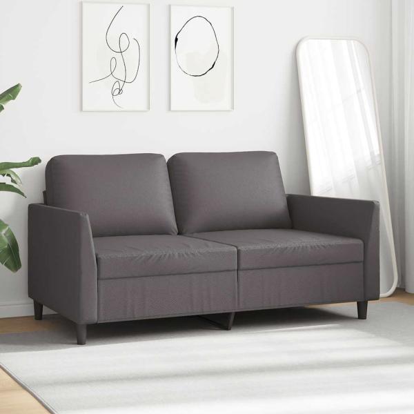 2-Sitzer-Sofa Grau 140 cm Kunstleder