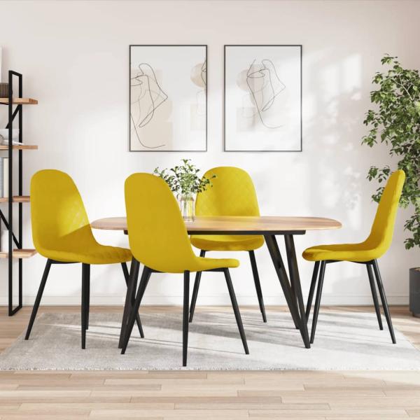 ARDEBO.de - Esszimmerstühle 4 Stk. Senfgelb Samt