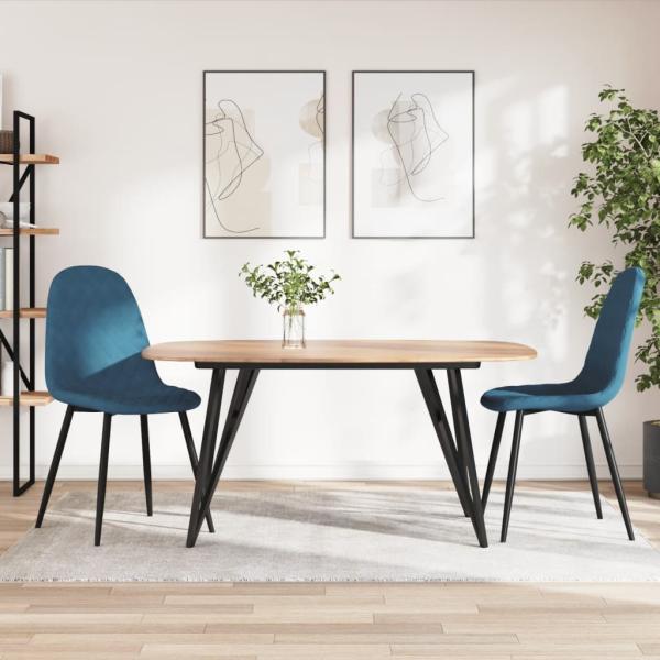 ARDEBO.de - Esszimmerstühle 2 Stk. Blau Samt