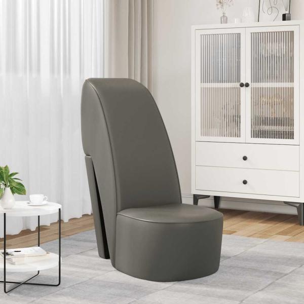 ARDEBO.de - Stuhl in Stöckelschuh-Form Grau Kunstleder