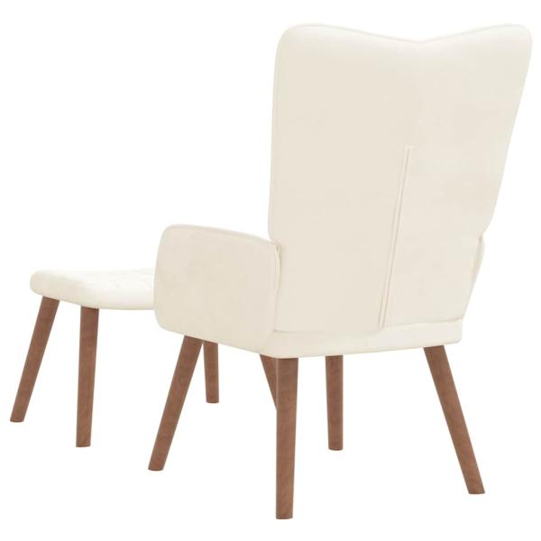 Relaxsessel mit Hocker Cremeweiß Samt