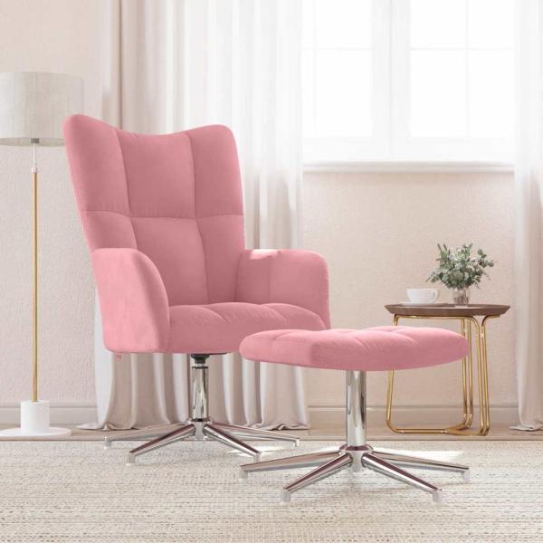 ARDEBO.de - Relaxsessel mit Hocker Rosa Samt