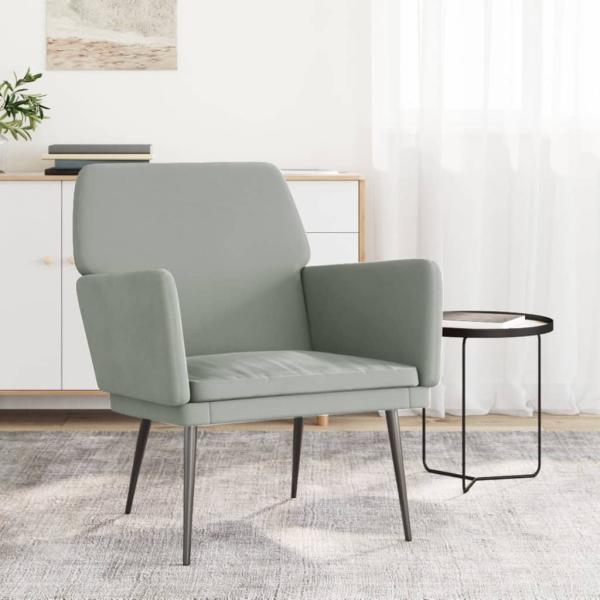 ARDEBO.de - Sessel Hellgrau 62x79x79 cm Samt