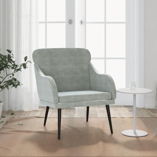 ARDEBO.de - Sessel Hellgrau 63x76x80 cm Samt