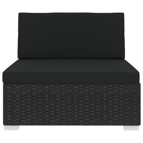 Mittelsofa mit Kissen Modular Poly Rattan Schwarz