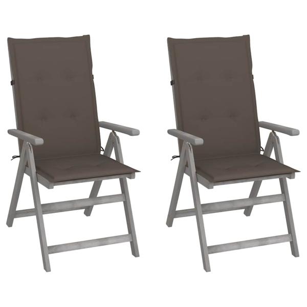ARDEBO.de - Verstellbare Gartenstühle 2 Stk. mit Auflagen Massivholz Akazie