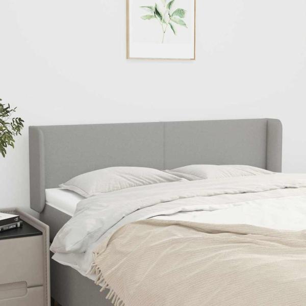 ARDEBO.de - Kopfteil mit Ohren Hellgrau 147x16x78/88 cm Stoff