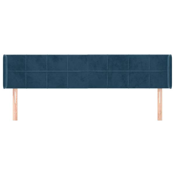Kopfteil mit Ohren Dunkelblau 203x16x78/88 cm Samt