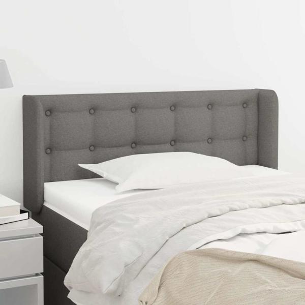 ARDEBO.de - Kopfteil mit Ohren Dunkelgrau 103x16x78/88 cm Stoff