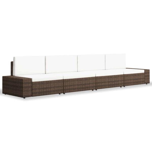 4-tlg. Garten-Lounge-Set Poly Rattan Braun