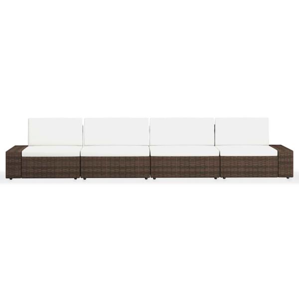 4-tlg. Garten-Lounge-Set Poly Rattan Braun