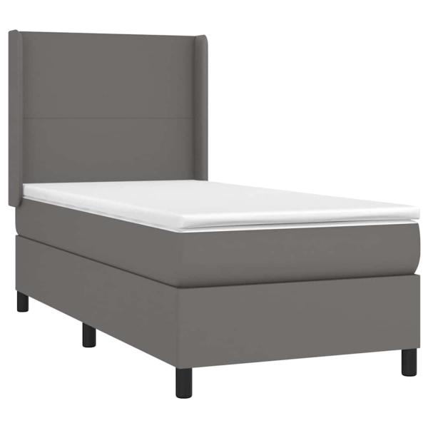 Boxspringbett mit Matratze Grau 80x200 cm Kunstleder