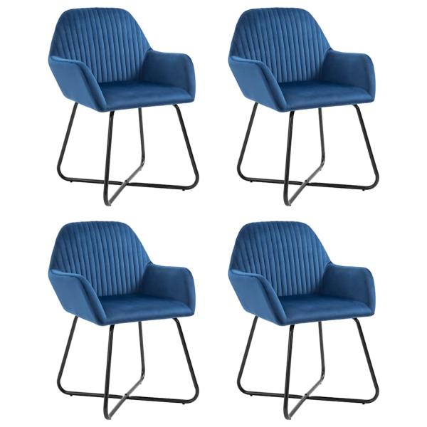 ARDEBO.de - Esszimmerstühle 4 Stk. Blau Samt