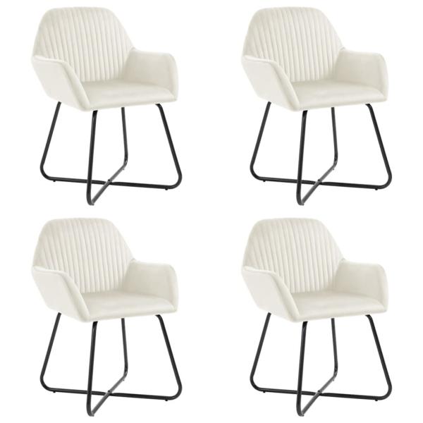 ARDEBO.de - Esszimmerstühle 4 Stk. Creme Samt