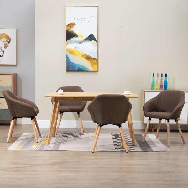 ARDEBO.de - Esszimmerstühle 4 Stk. Braun Stoff