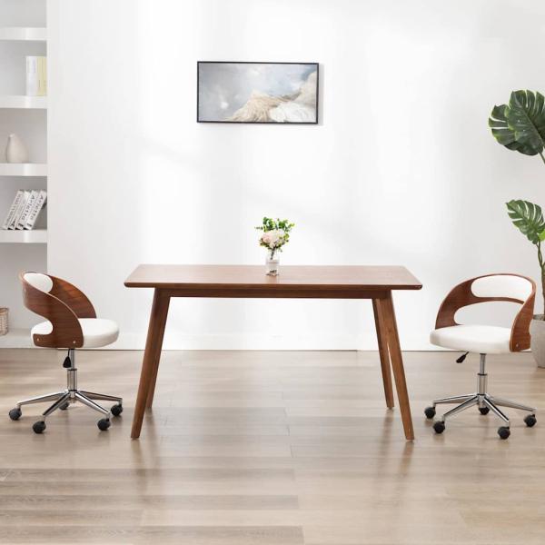ARDEBO.de - Esszimmerstühle 2 Stk. Drehbar Weiß Bugholz und Kunstleder