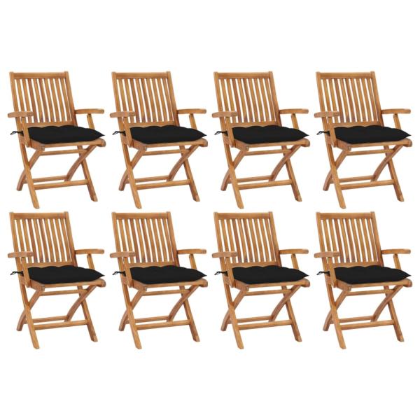 ARDEBO.de - Klappstühle mit Kissen, 8-teilig, Massivholz Teakholz