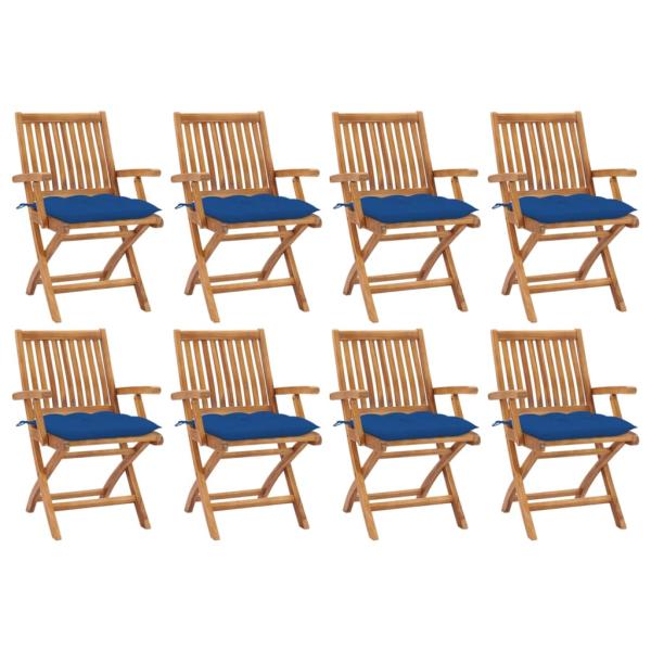 ARDEBO.de - Klappstühle mit Kissen, 8-teilig, Massivholz Teakholz