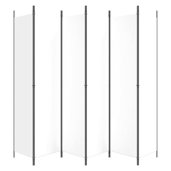 6-tlg. Paravent Weiß 300x220 cm Stoff