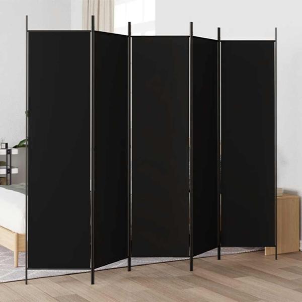 ARDEBO.de - 5-tlg. Paravent Schwarz 250x200 cm Stoff